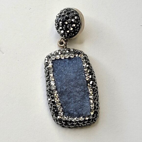 Silver Druzy and Marcasite Pendant - Picture 4 of 14
